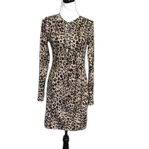 Peach Love California Animal Print Knit dress Size Large Jackie Cut